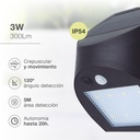 Aplique solar LED Kolam con sensor de movimiento y crepuscular 3W 4000K Negro
