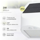 Aplique solar LED Kolam con sensor de movimiento y crepuscular 3W 6000K Blanco