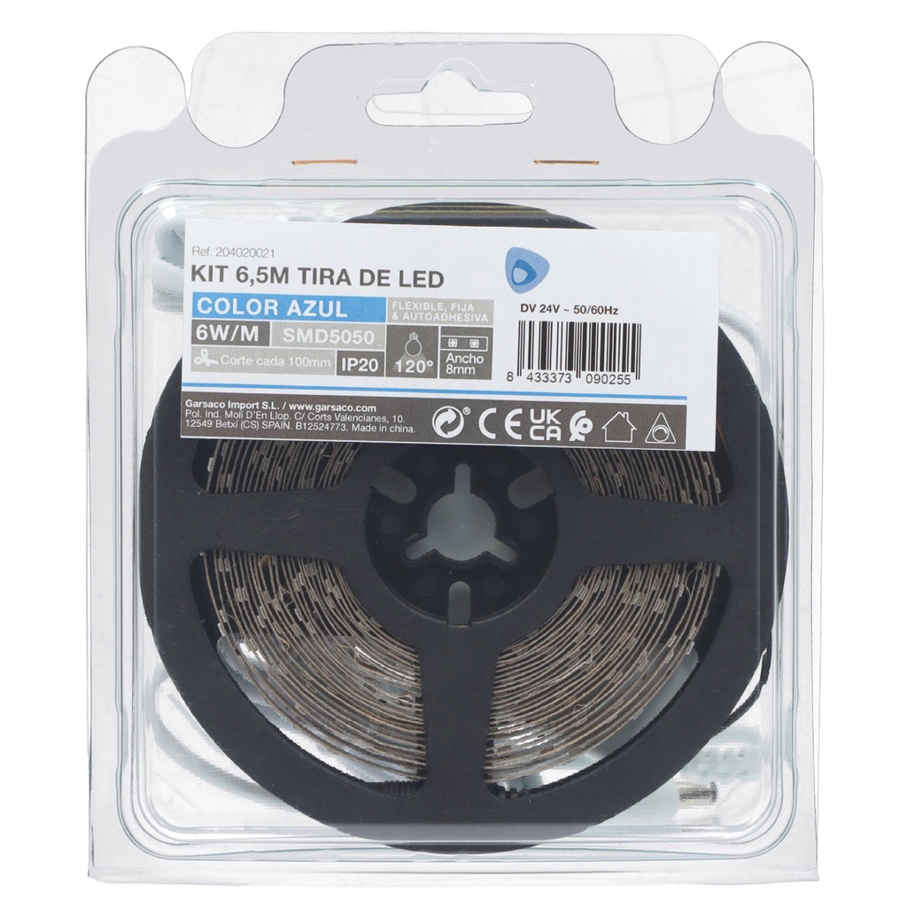 Kit 6,5M Tira de LED 6W/M IP20 Azul preparado