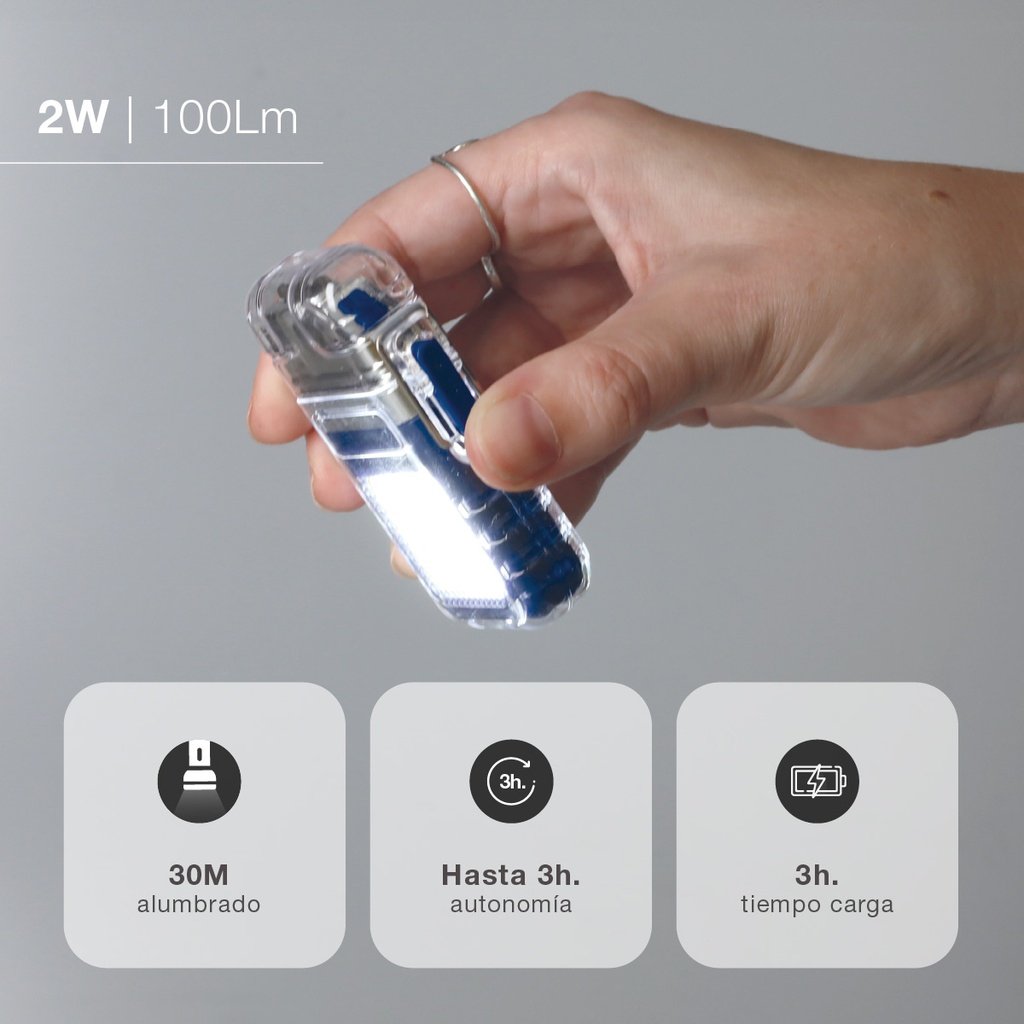 Linterna LED COB 2W con mechero eléctrico