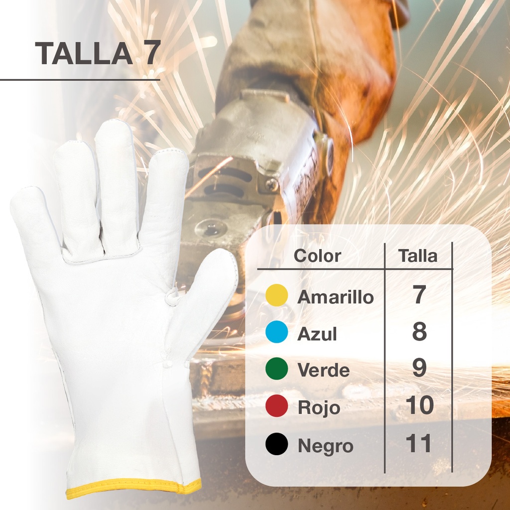 Guante trabajo piel flor vacuno - Talla 7