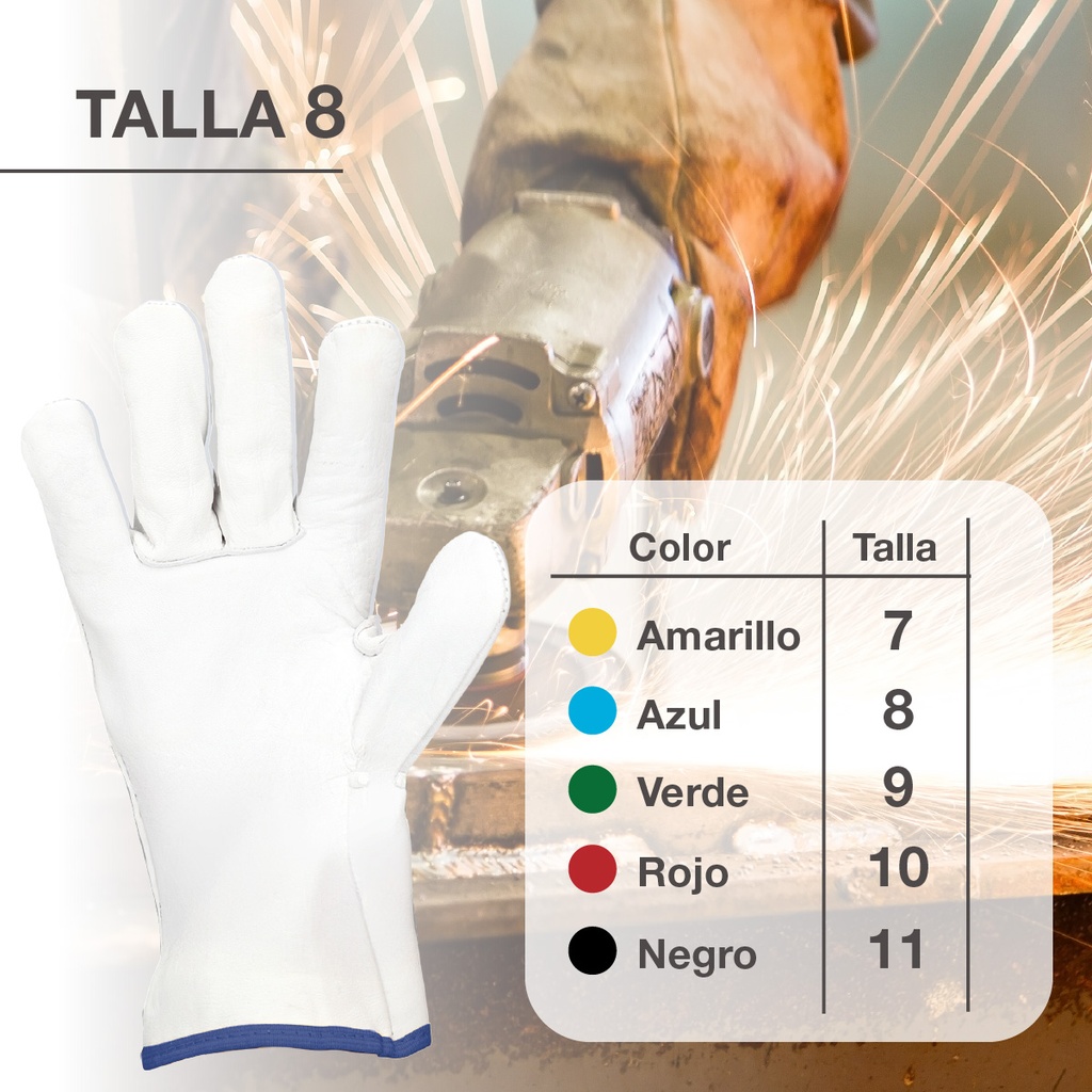 Guante trabajo piel flor vacuno - Talla 8