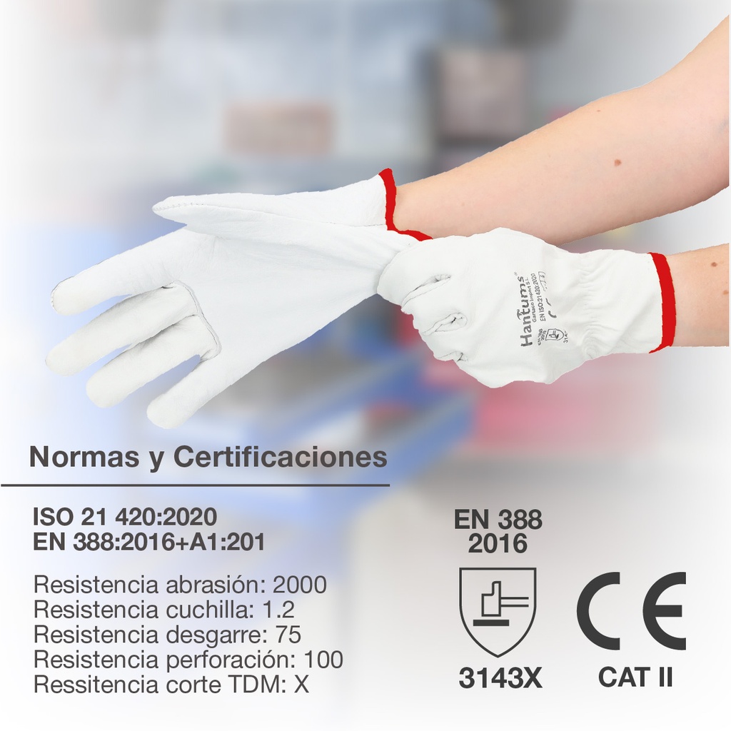 Guante trabajo piel flor vacuno - Talla 10