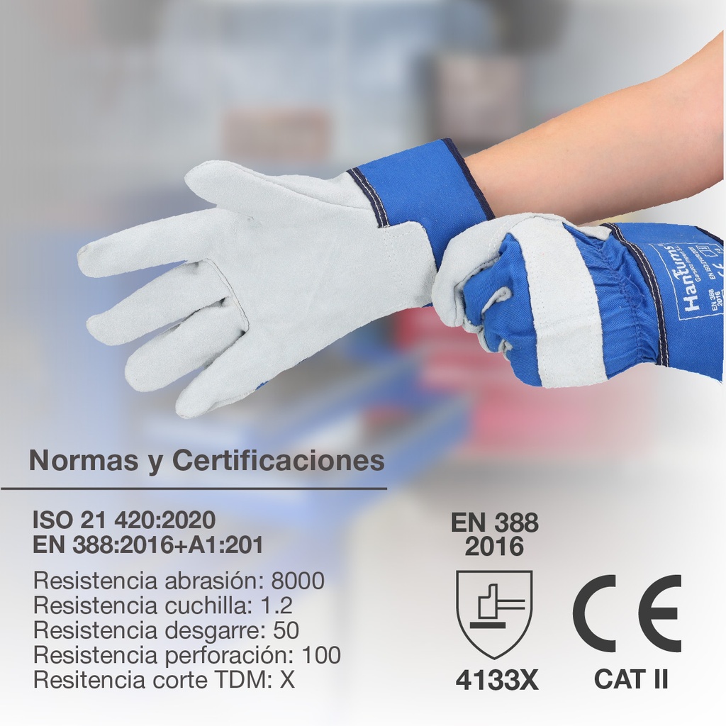 Guante trabajo piel de serraje - Talla 9