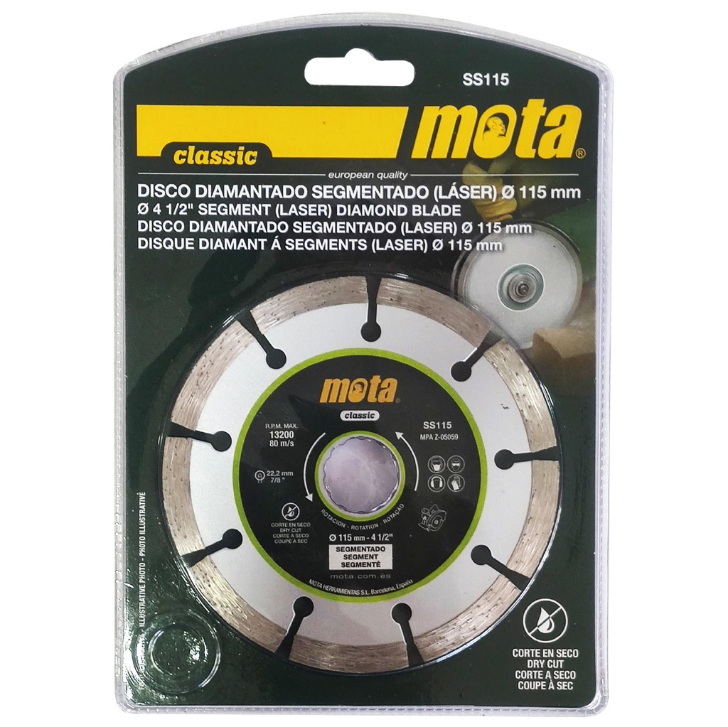 Disco de diamante corte en seco segmentado láser 115mm