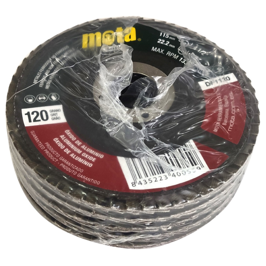 Pack 5 discos de lija 115mm grano de 120