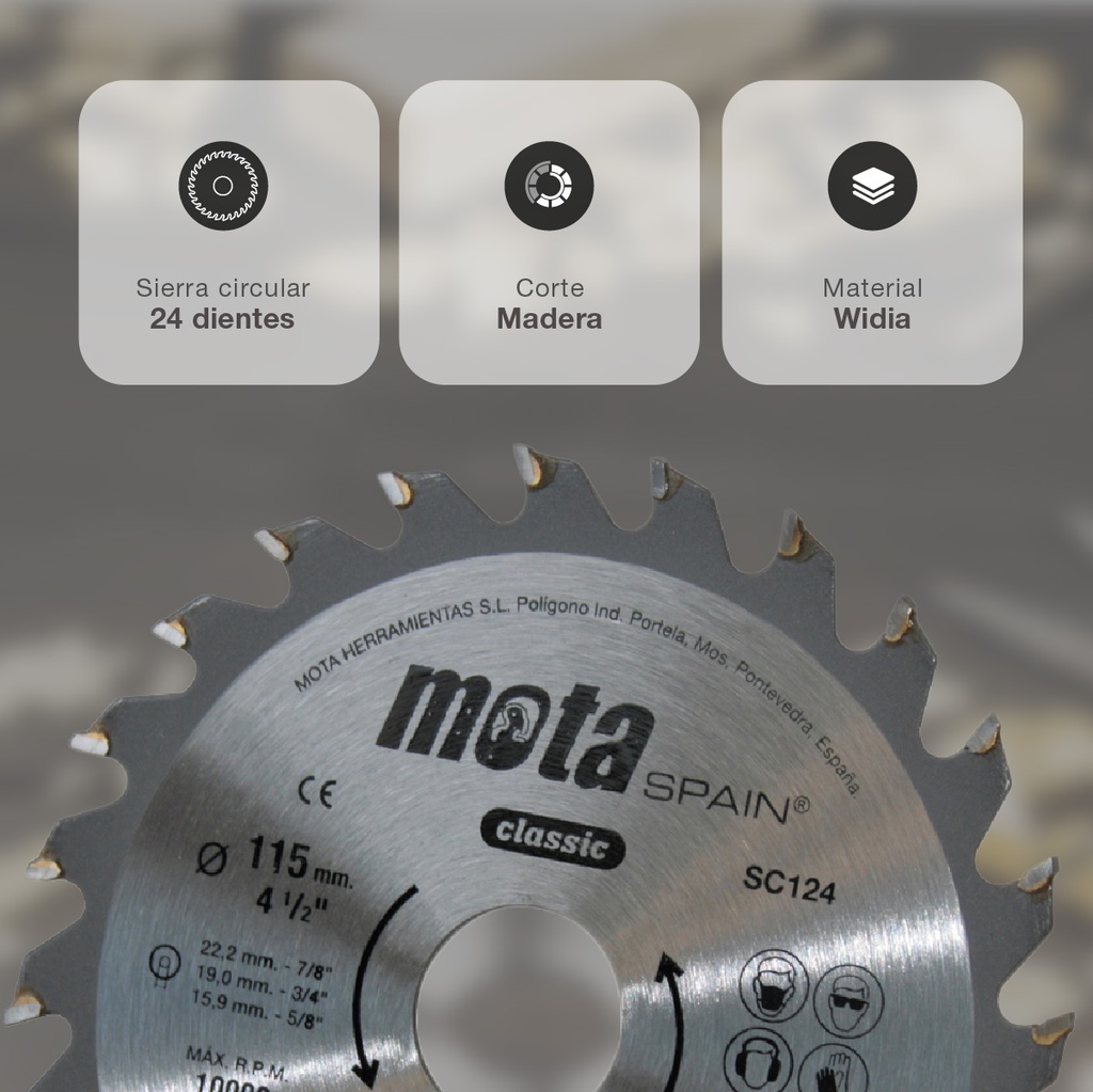 Sierra circular widia 115mm 24 dientes