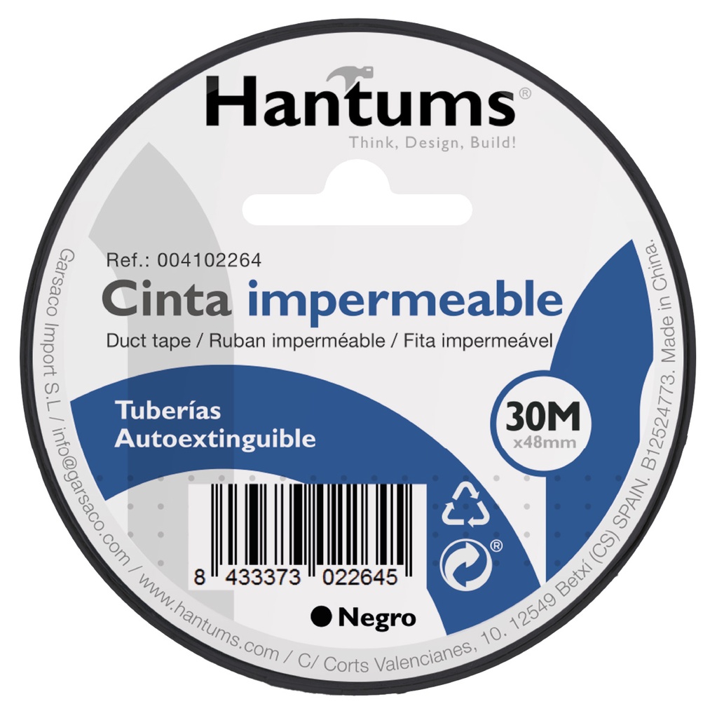 Cinta impermeable tuberias Negro 30M