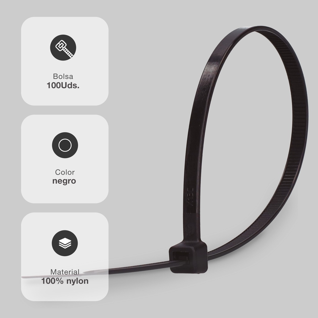 Bolsa 100u bridas 100% nylon 760x8.8mm Negro