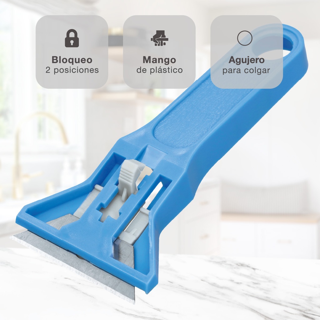 Rasqueta de plastico con cuchilla acero + 2 recambios