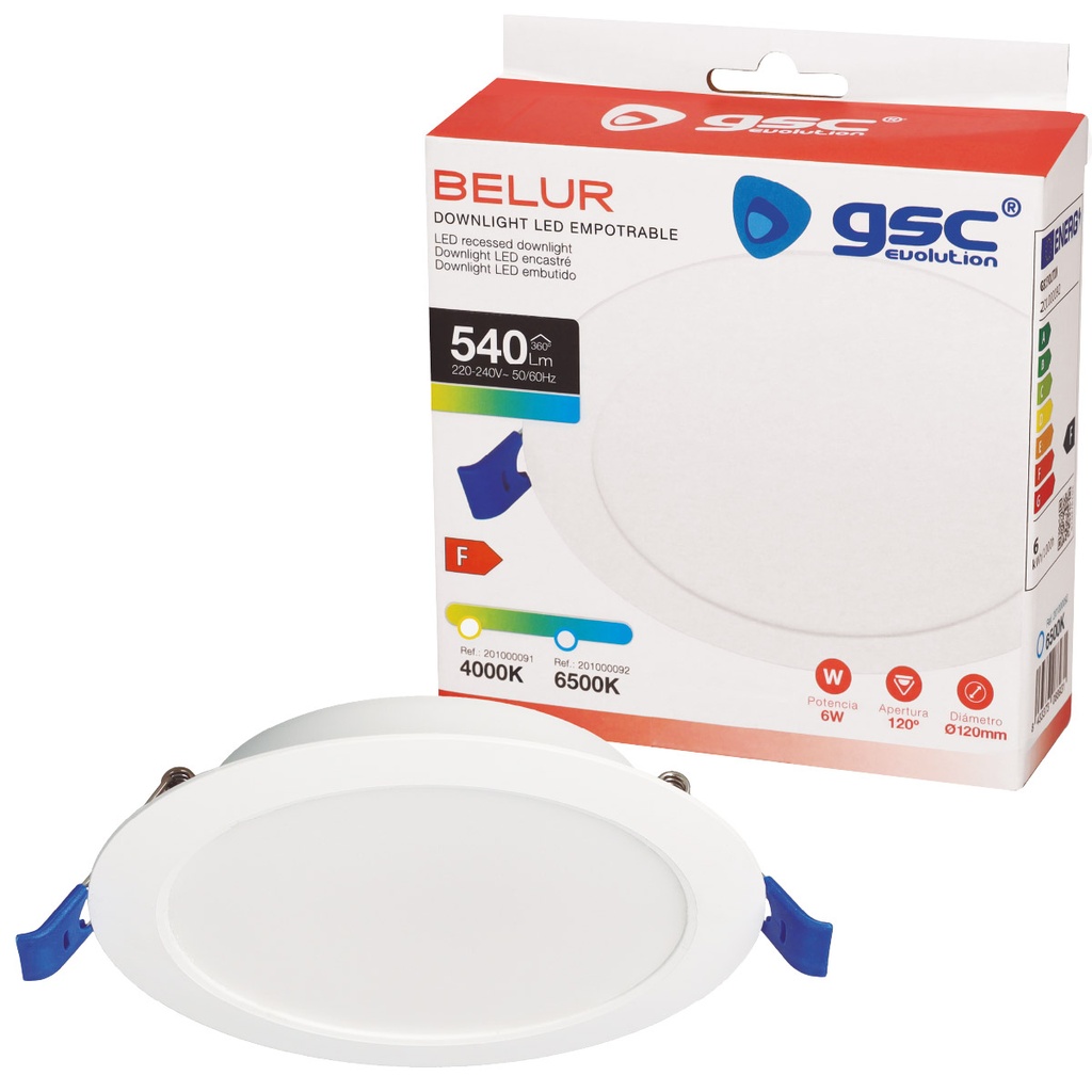 Downlight empotrable LED redondo Belur 6W 4000K Blanco