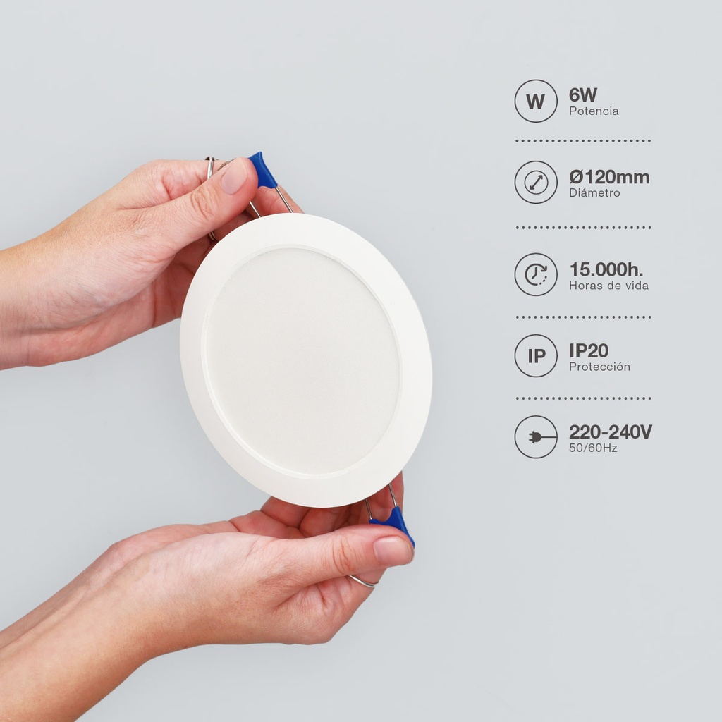 Downlight empotrable LED redondo Belur 6W 4000K Blanco