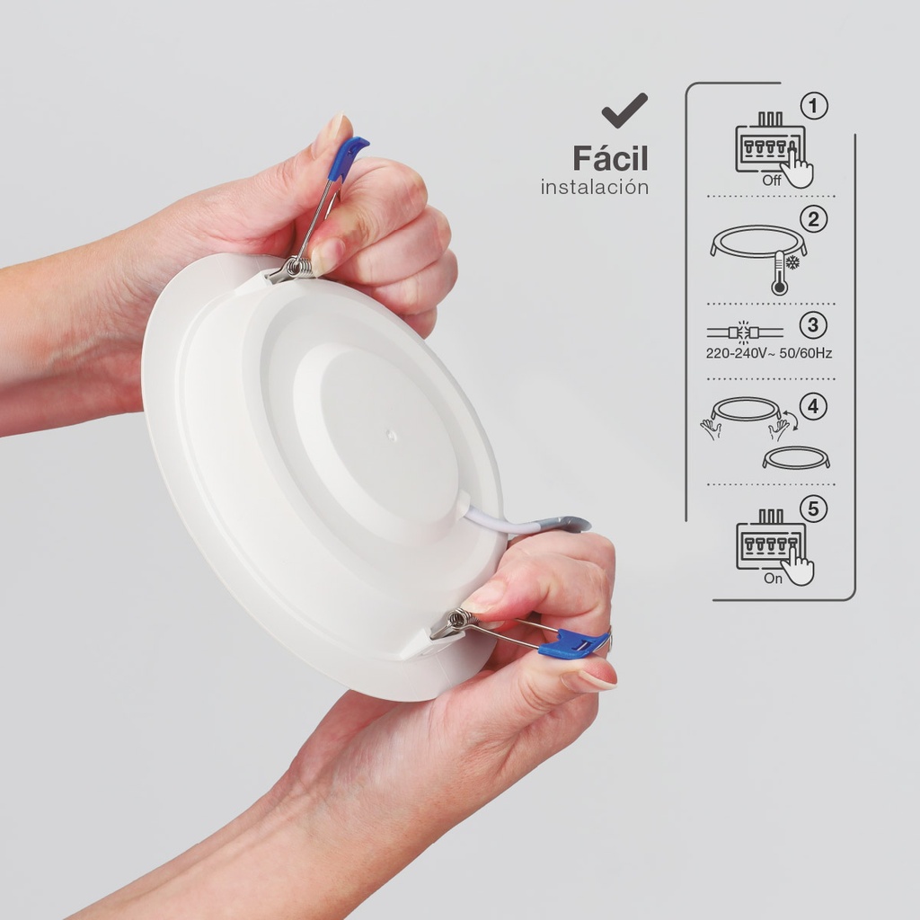 Downlight empotrable LED redondo Belur 9W 4000K Blanco