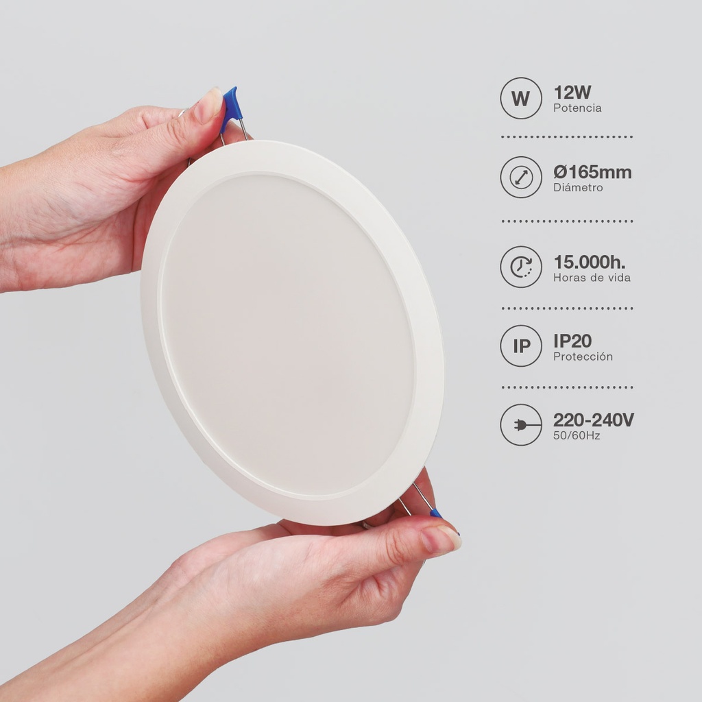 Downlight empotrable LED redondo Belur 12W 6500K Blanco