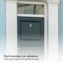 Letra puerta E acero inoxidable con adhesivo