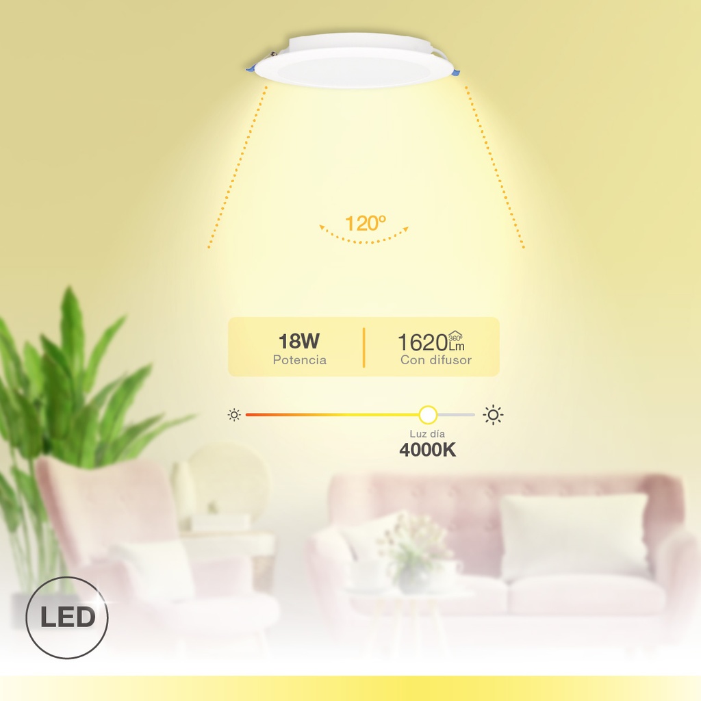 Downlight empotrable LED redondo Belur 18W 4000K Blanco