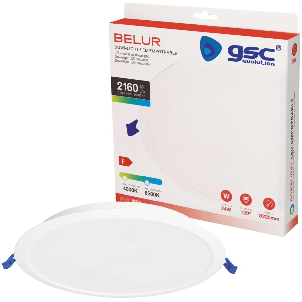 Downlight empotrable LED redondo Belur 24W 4000K Blanco