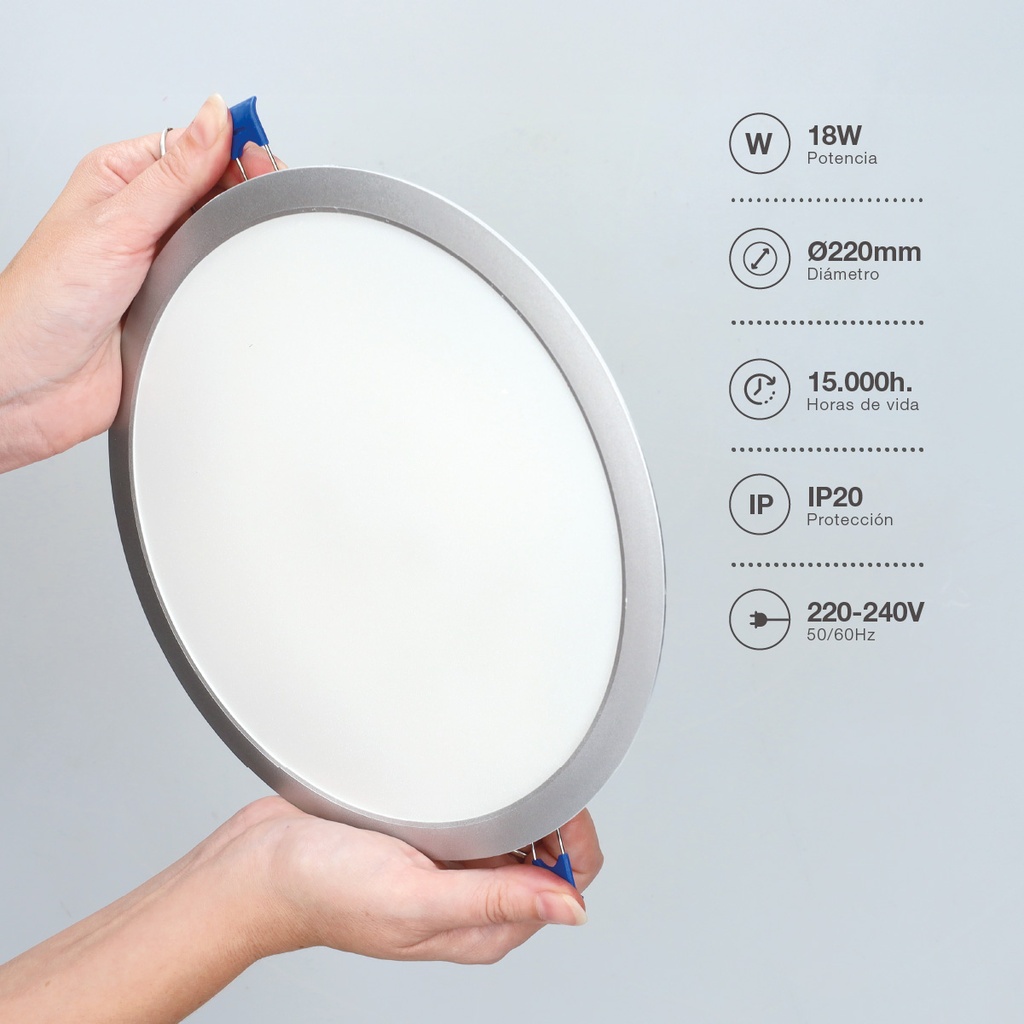 Downlight empotrable LED redondo Belur 18W 4000K Gris