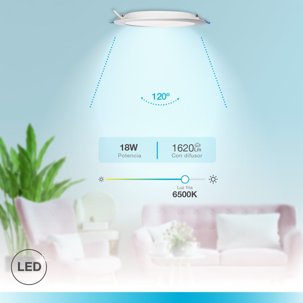 Downlight empotrable LED redondo Belur 18W 6500K Gris