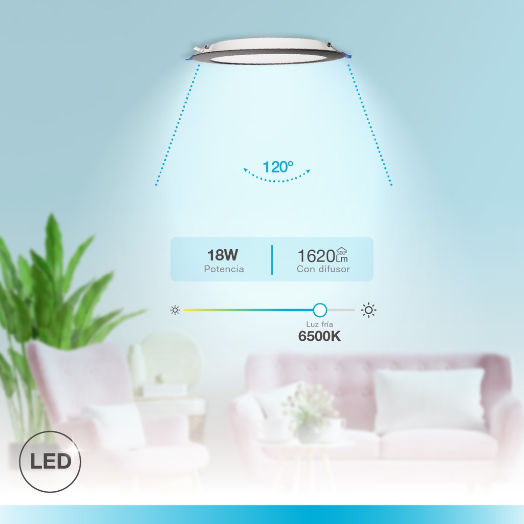 Downlight empotrable LED redondo Belur 18W 6500K Negro