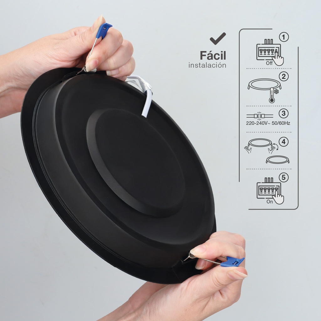 Downlight empotrable LED redondo Belur 18W 6500K Negro