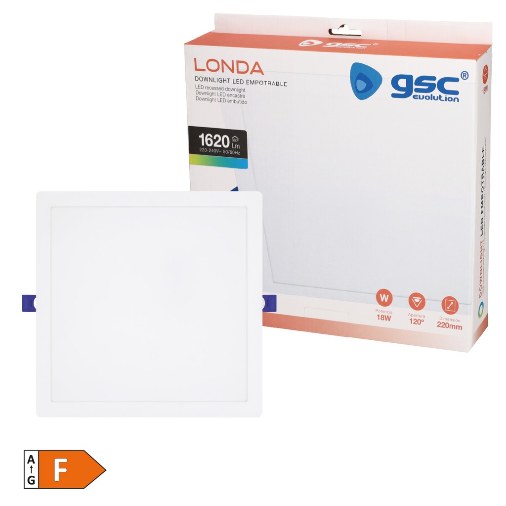 Downlight empotrable LED cuadrado Londa 18W 6500K Blanco