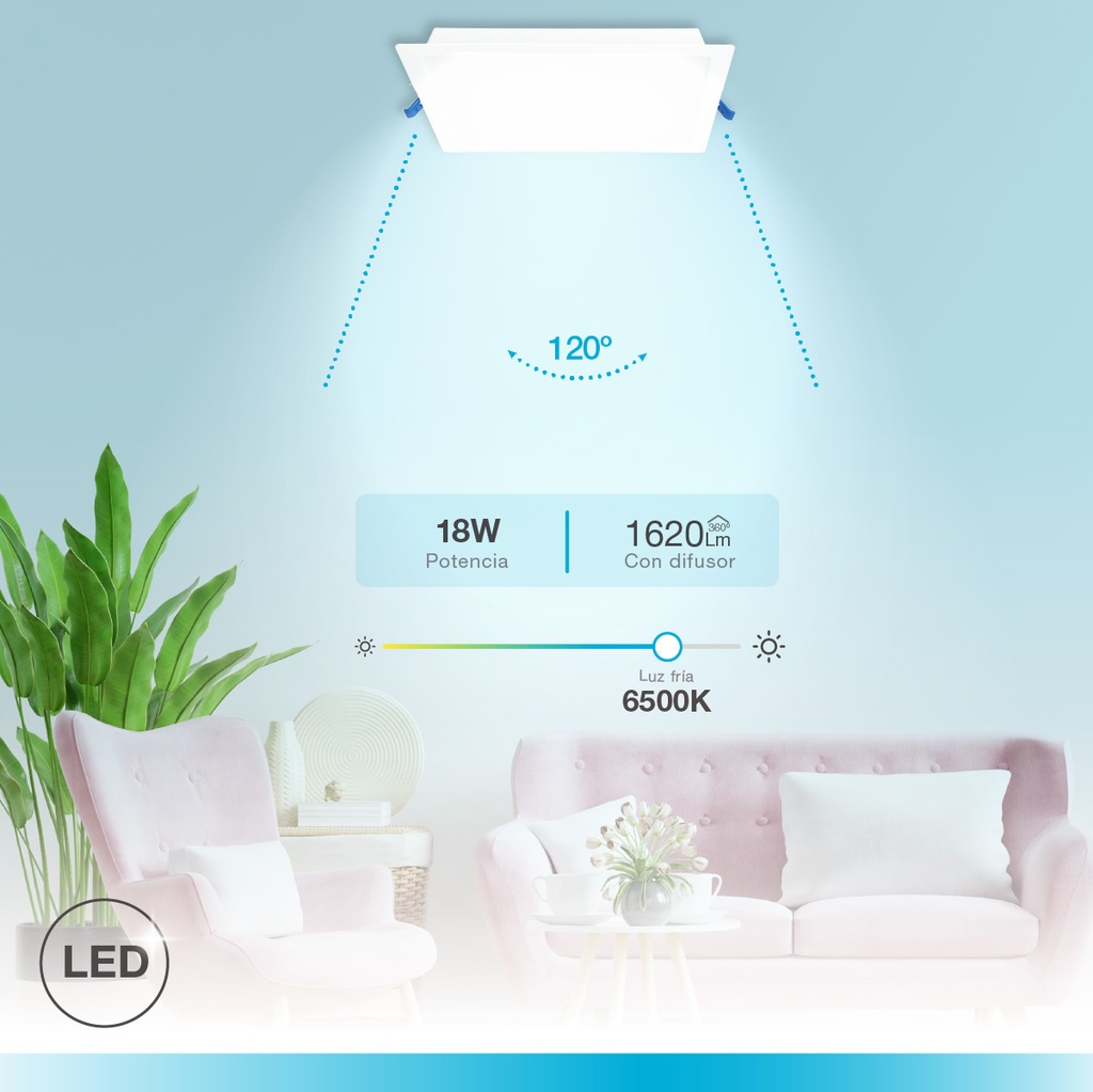 Downlight empotrable LED cuadrado Londa 18W 6500K Blanco