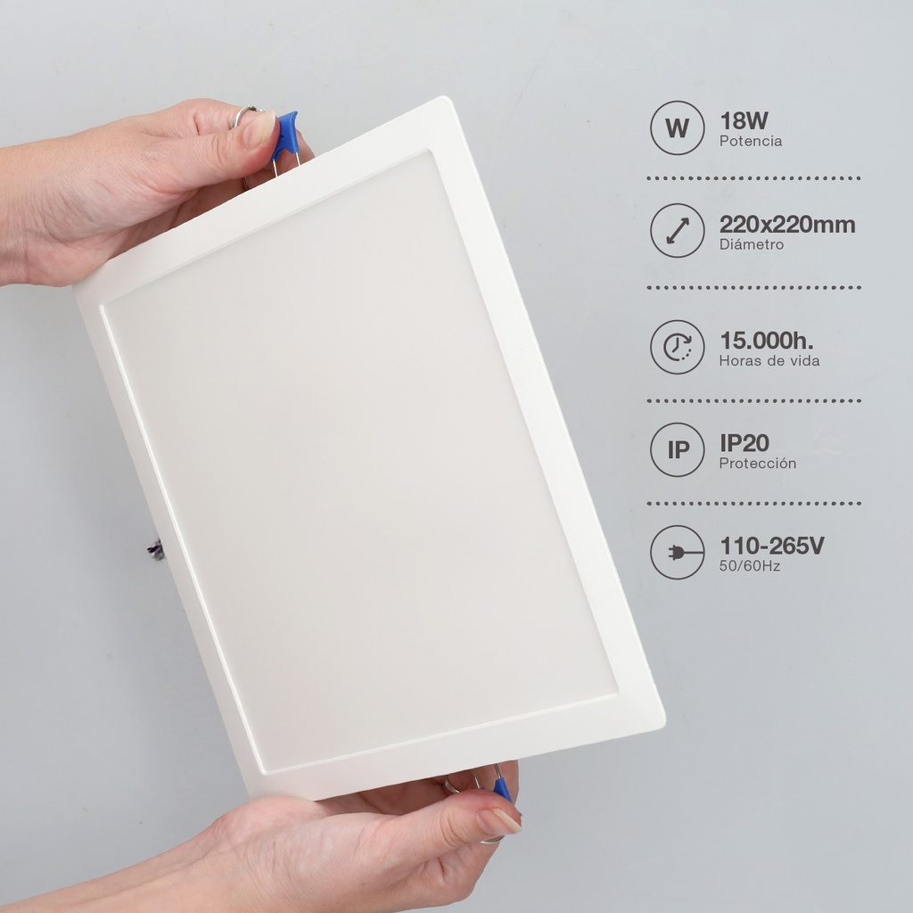 Downlight empotrable LED cuadrado Londa 18W 6500K Blanco