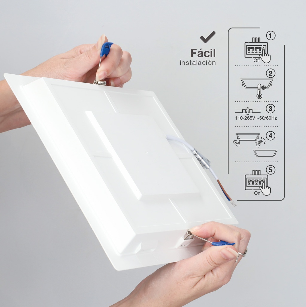 Downlight empotrable LED cuadrado Londa 18W 6500K Blanco