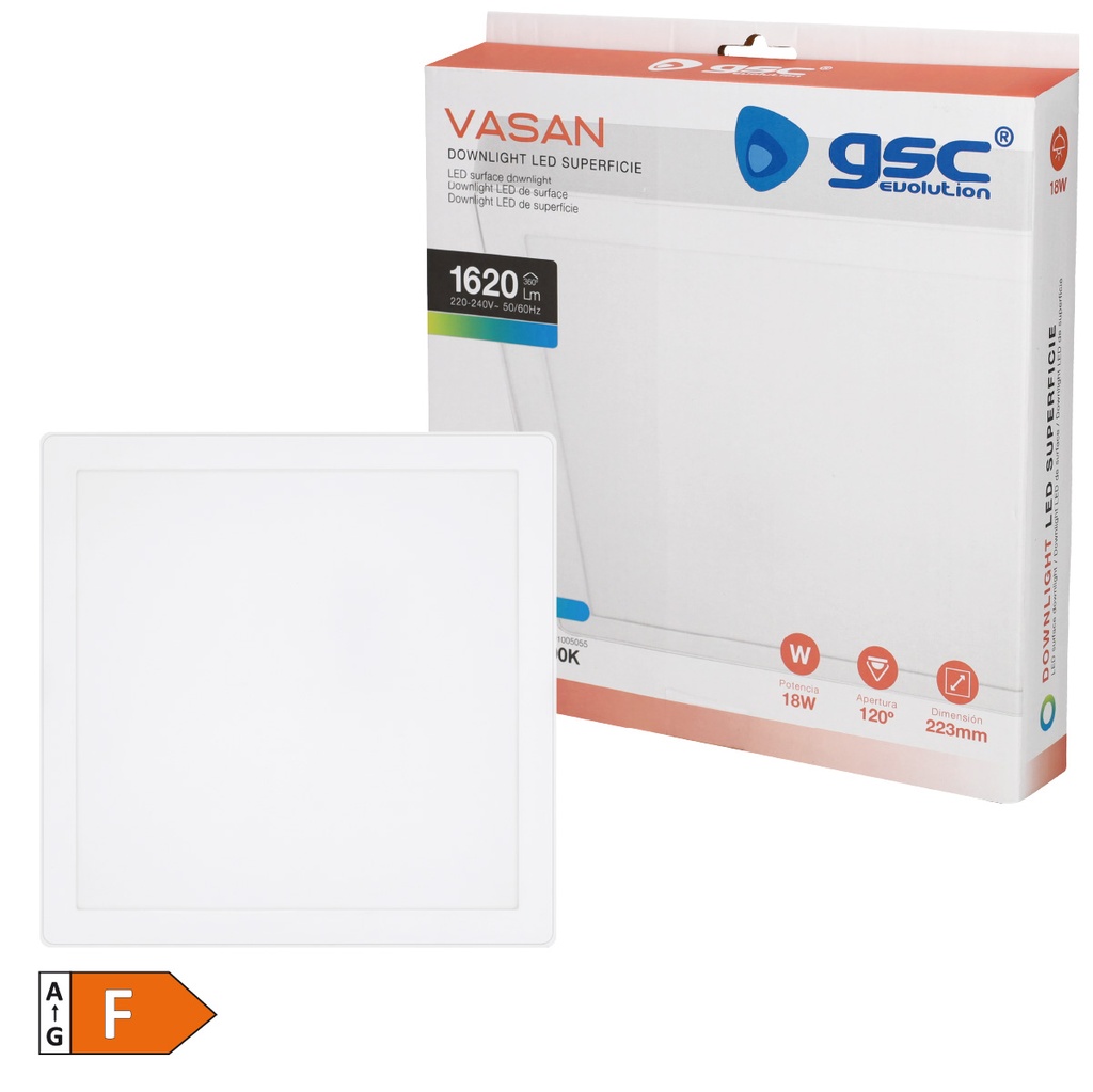 Downlight superficie LED cuadrado Vasan 18W 6500K Blanco