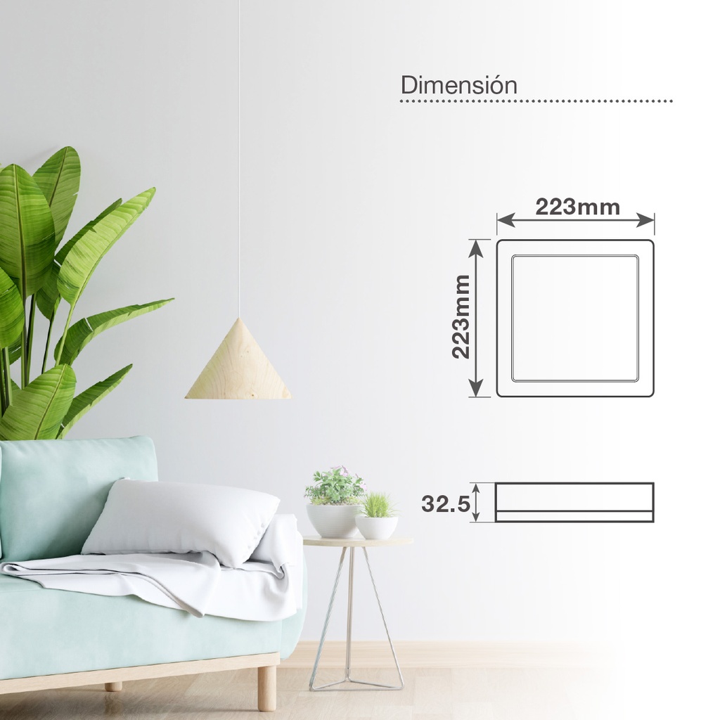 Downlight superficie LED cuadrado Vasan 18W 6500K Blanco