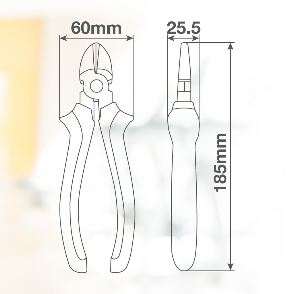 Alicate de corte diagonal con mango aislante 180mm