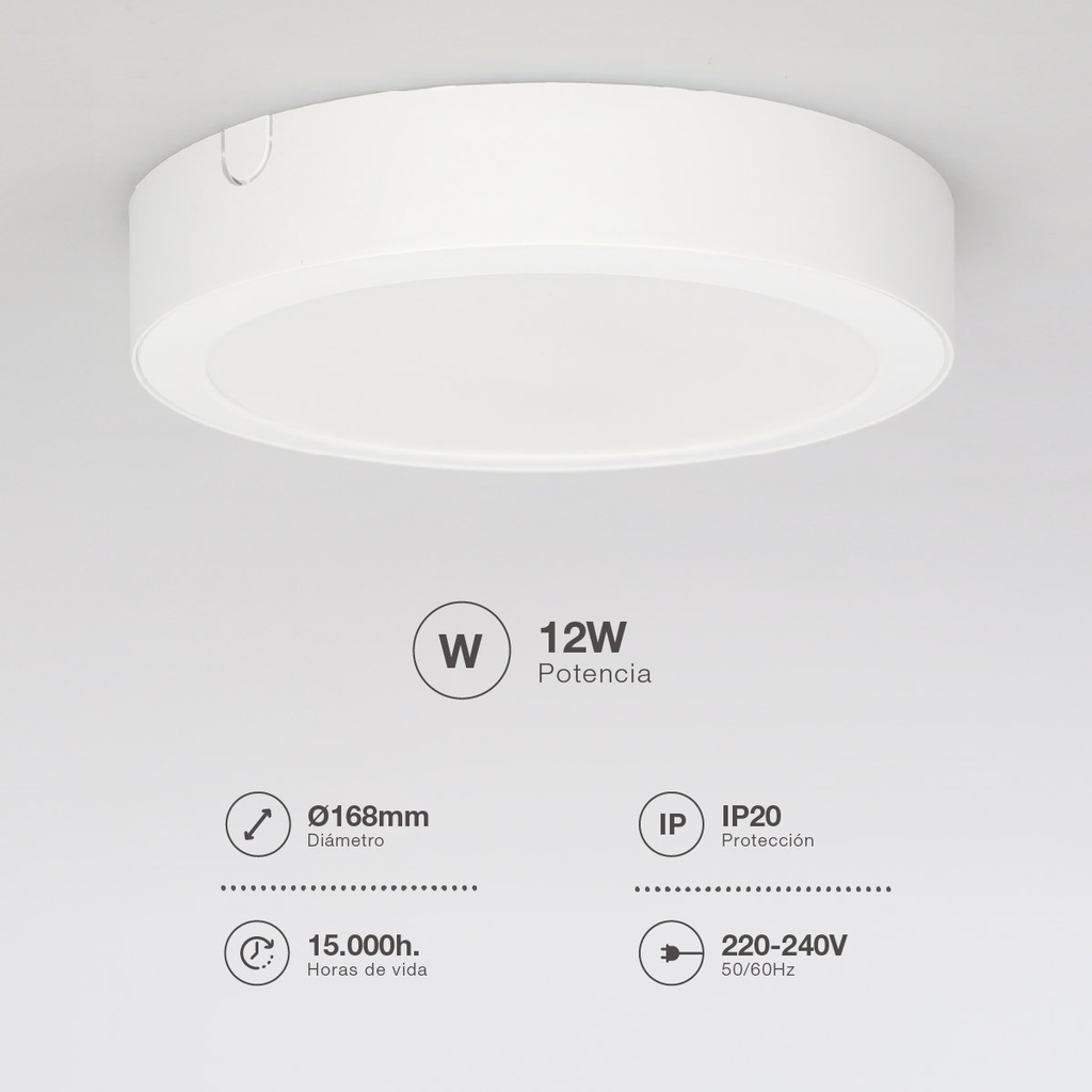 Downlight superficie LED redondo Bogur 12W 6500K Blanco