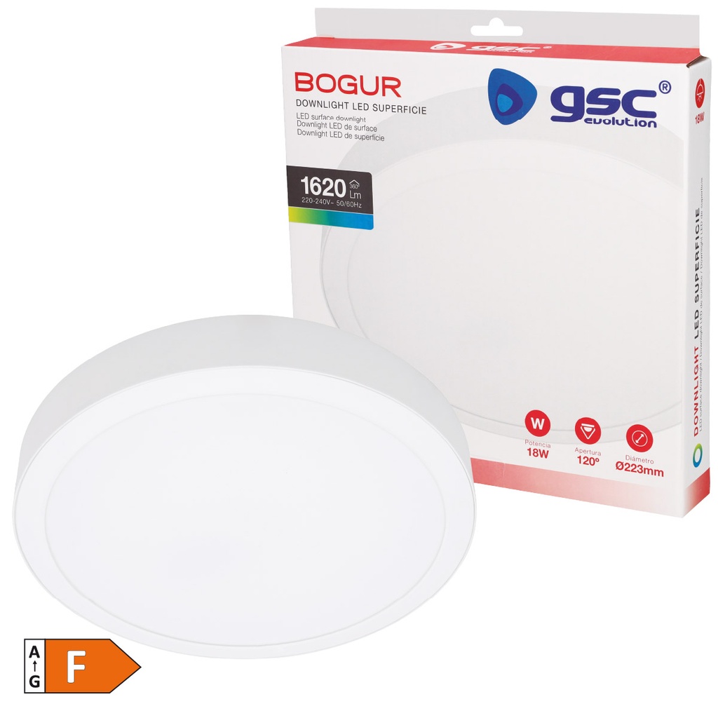 Downlight superficie LED redondo Bogur 18W 4000K Blanco