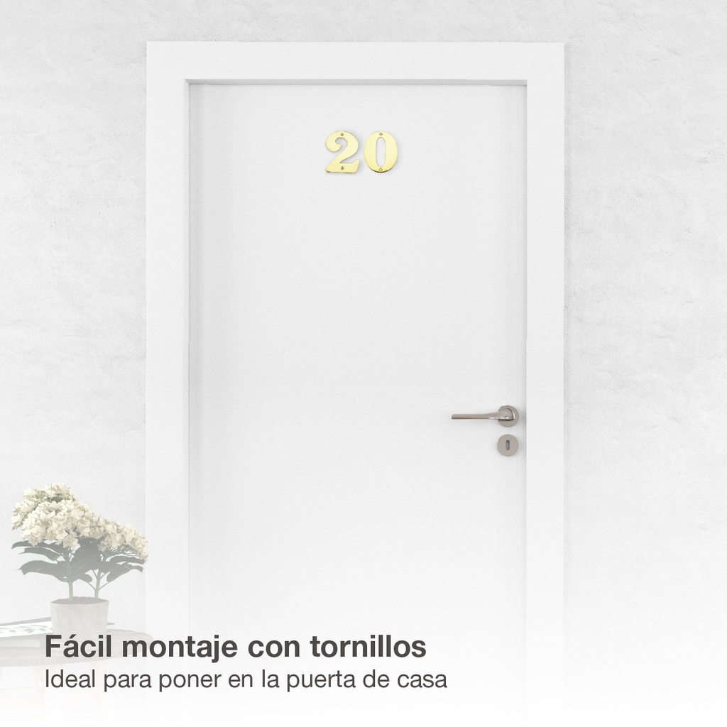 Número puerta 0 acero inoxidable con tornillo