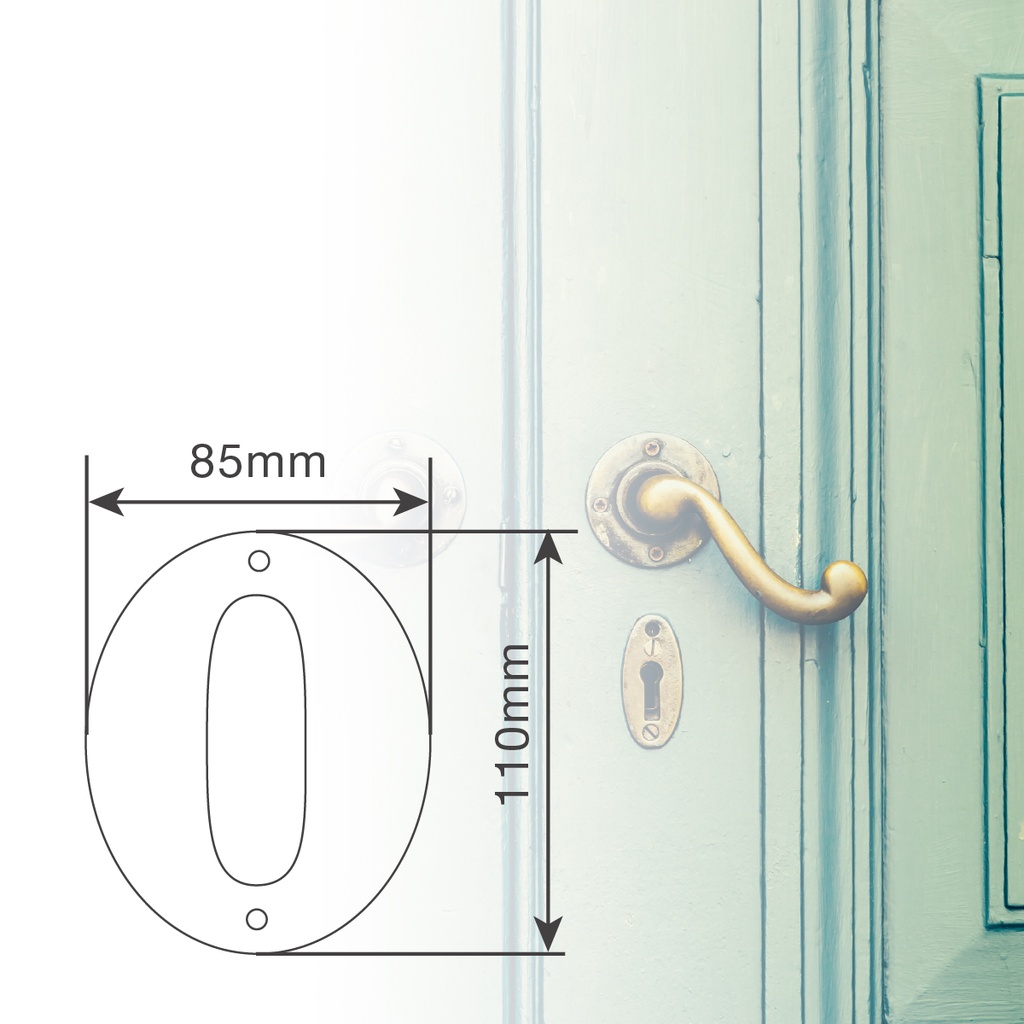 Número puerta 0 acero inoxidable con tornillo