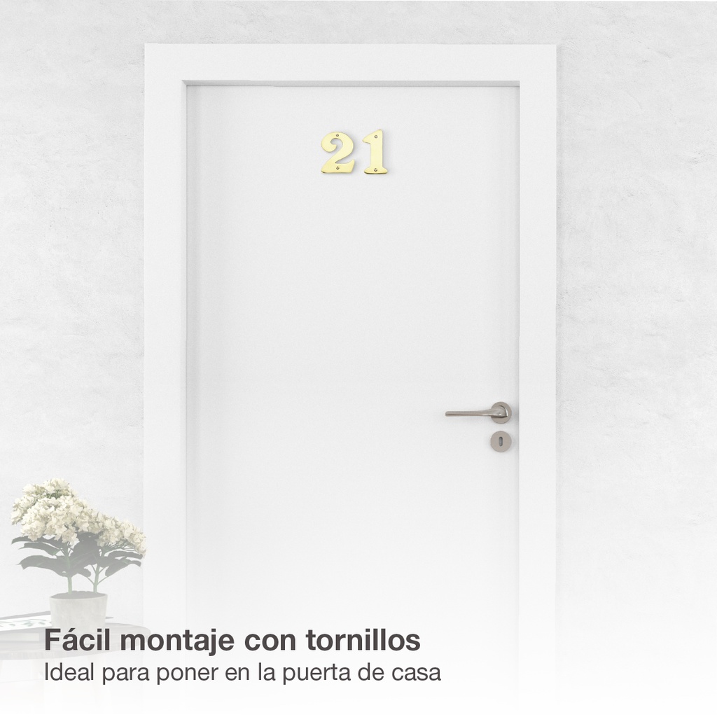 Número puerta 2 acero inoxidable con tornillo