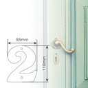Número puerta 2 acero inoxidable con tornillo