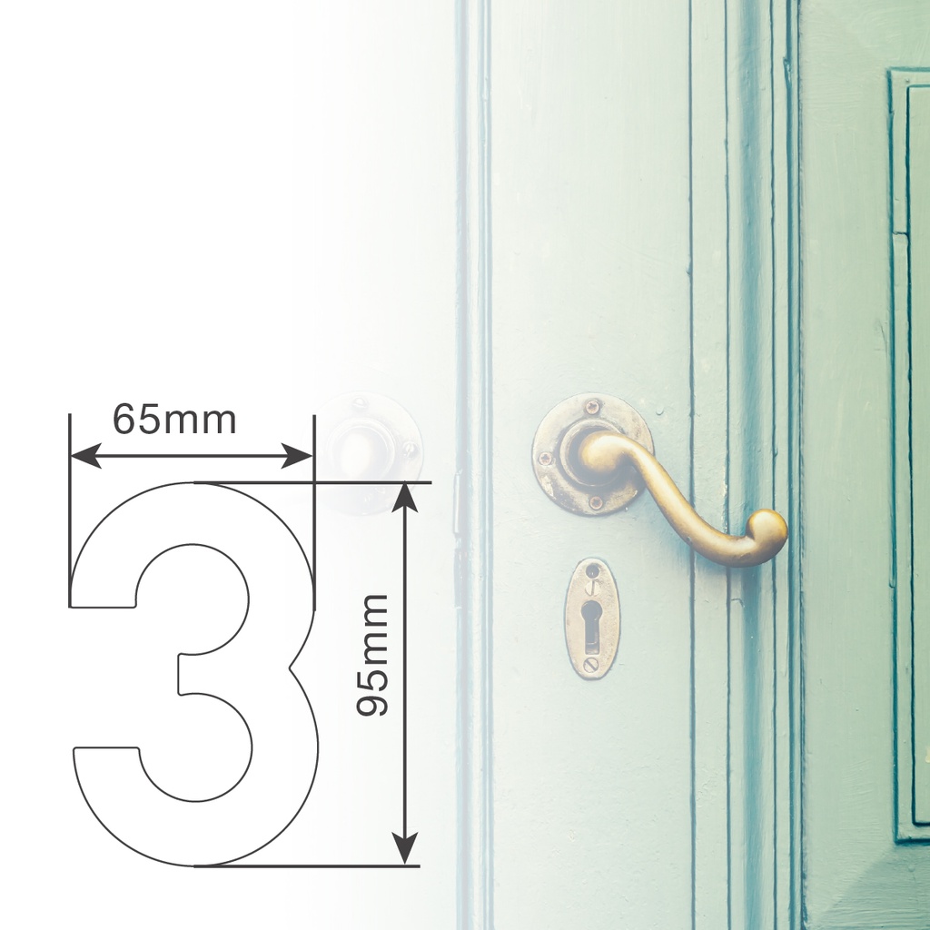 Número puerta 3 acero inoxidable con adhesivo