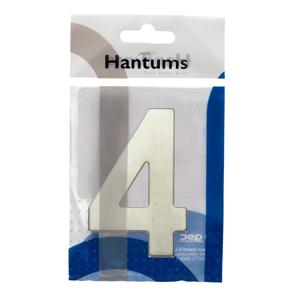 Número puerta 4 acero inoxidable con adhesivo