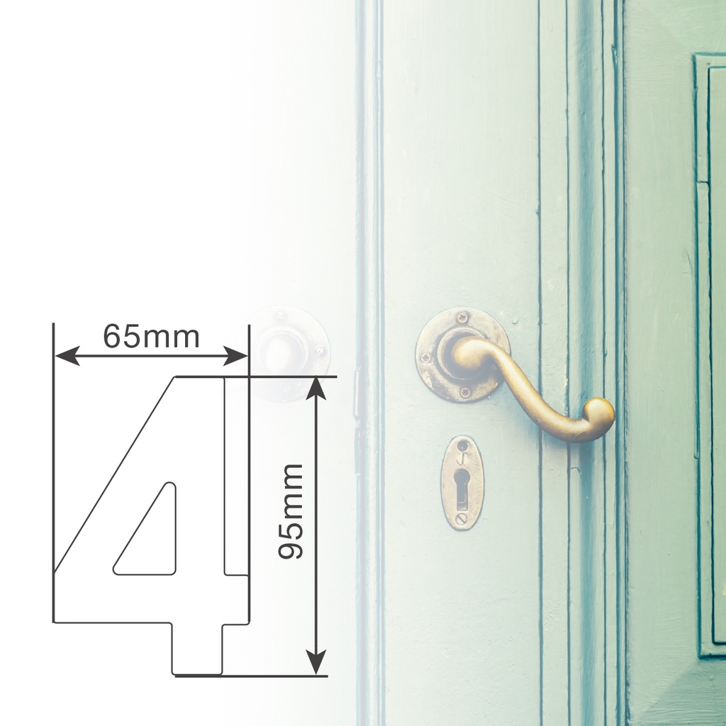 Número puerta 4 acero inoxidable con adhesivo