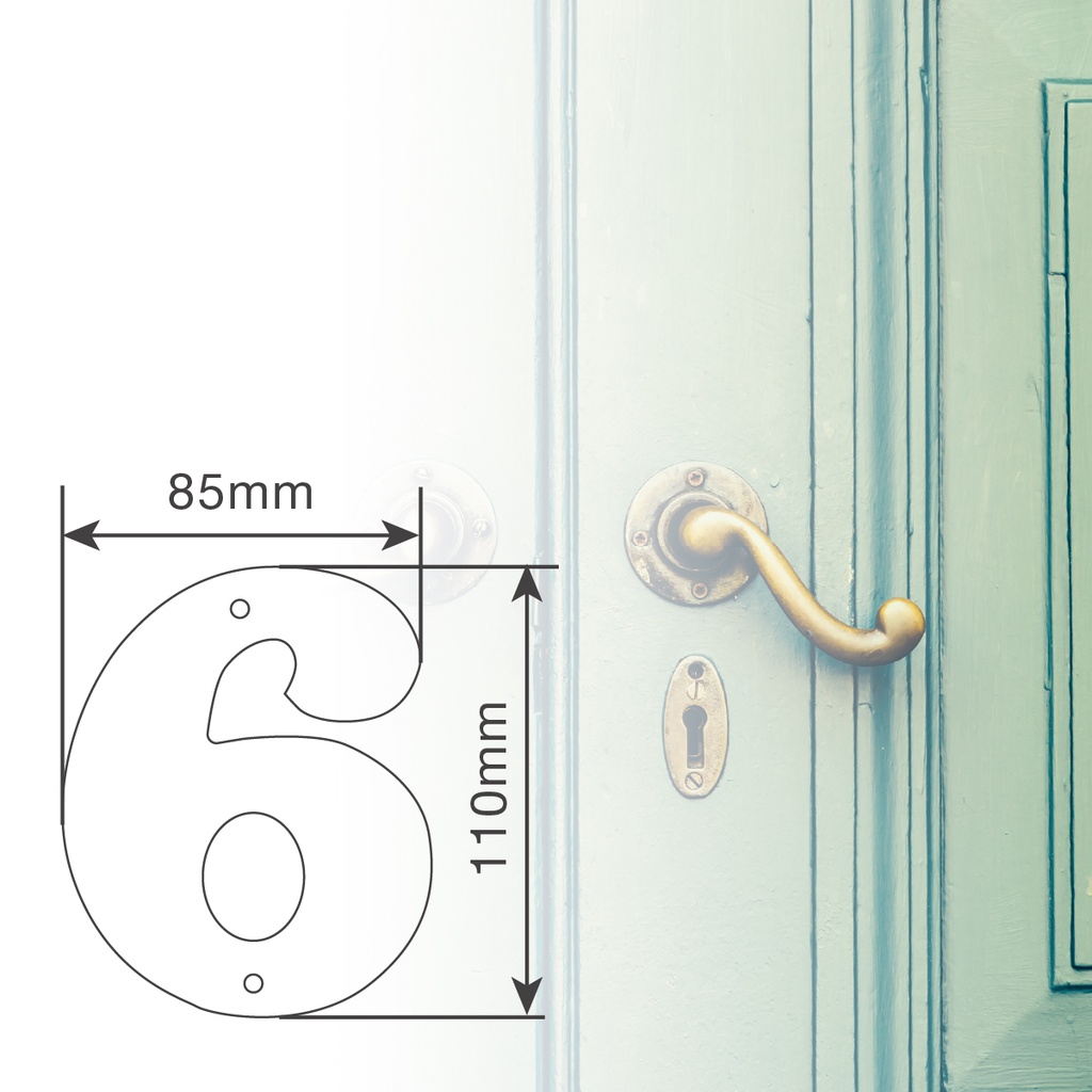 Número puerta 6 acero inoxidable con tornillo