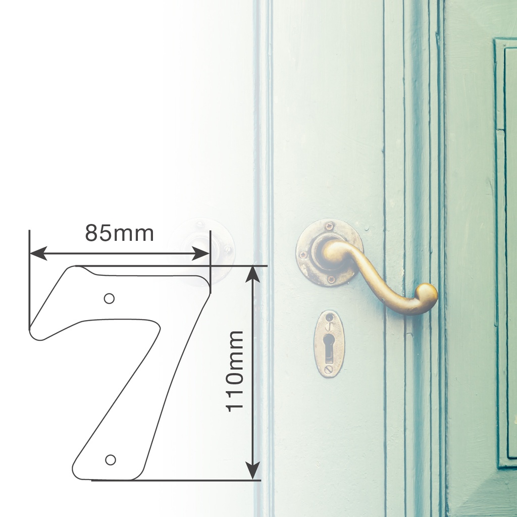 Número puerta 7 acero inoxidable con tornillo