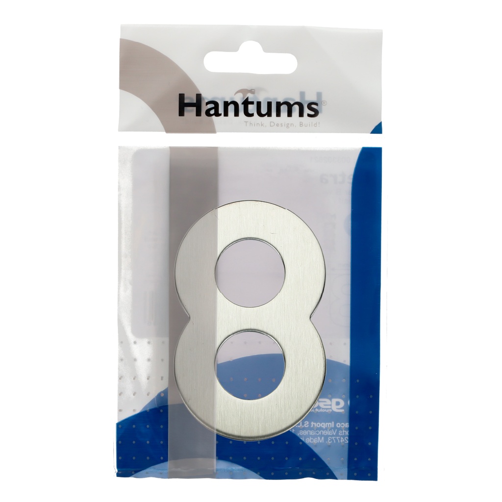 Número puerta 8 acero inoxidable con adhesivo