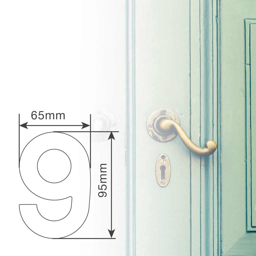 Número puerta 9 acero inoxidable con adhesivo