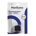 Sujetaescobas acero con rodillos goma - Blanco lacado