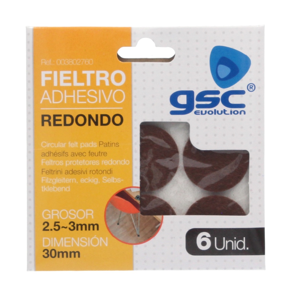 Set 4 fieltros adhesivos redondos Ø35mm - Marron
