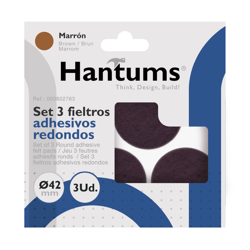 Set 3 fieltros adhesivos redondos Ø42mm - Marron