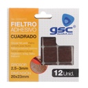 Set 12 fieltros adhesivos cuadrados 20x23mm - Marron