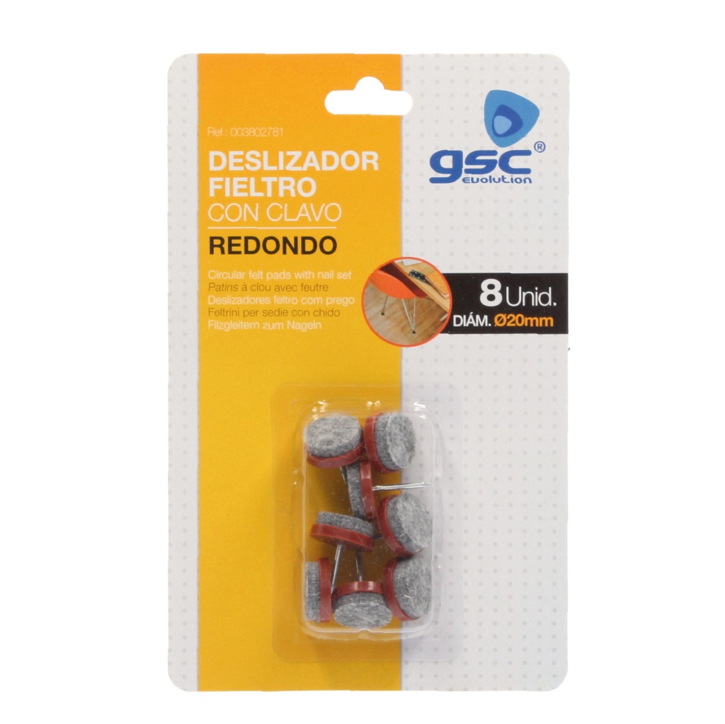 Set  8 fieltros redondos con clavo Ø20mm - Marron
